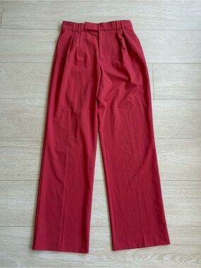 High-Waist Wide Leg Red Trousers